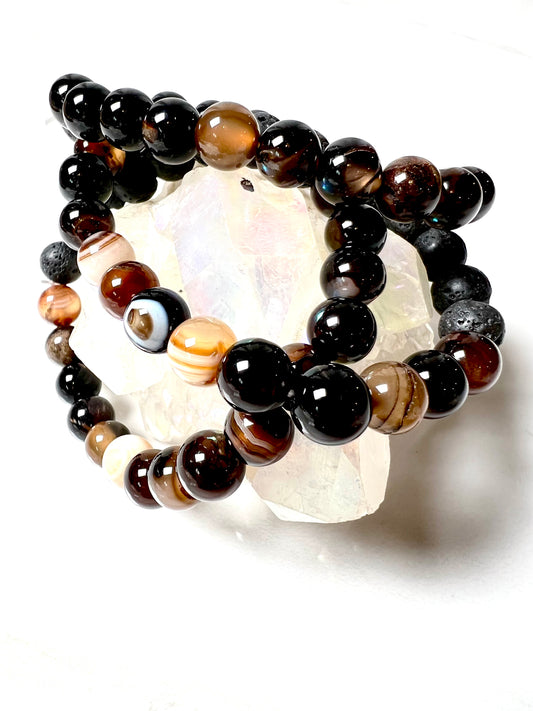 Bracelet, Brown Striped Agate, Stone of Grounding